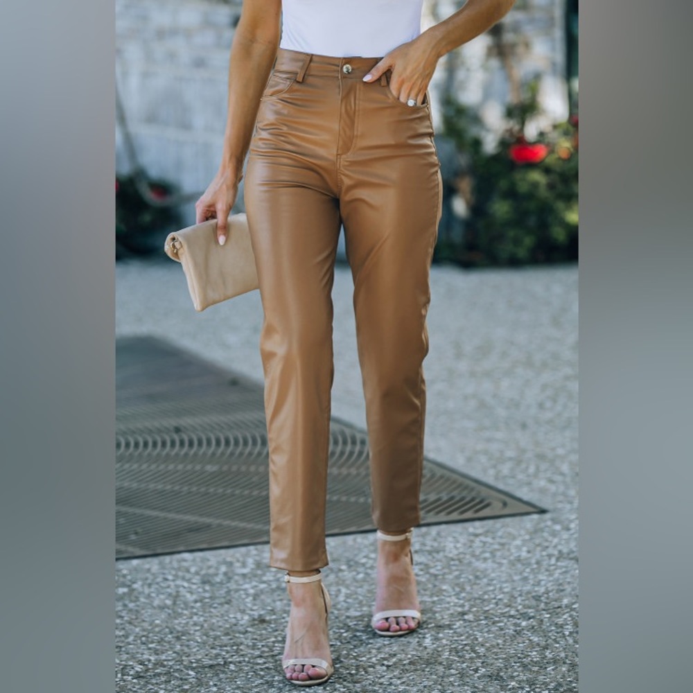 Caramel Faux Leather Pants - NWT